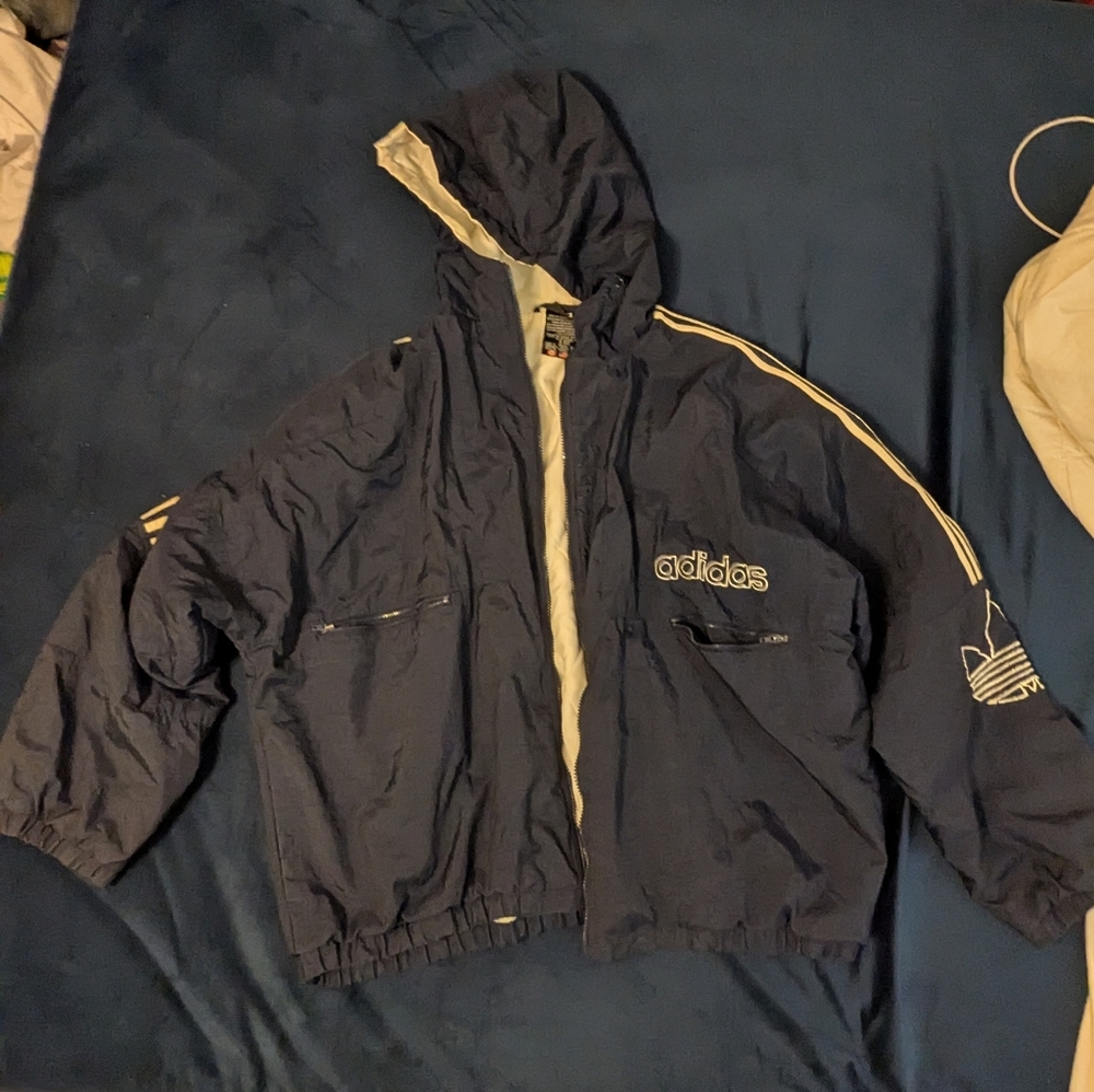 Vintage 90s Adidas Padded Classic Trefoil Logo Hooded Jacket sz XL